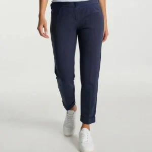 Pantalone in scuba con elastico e risvolti