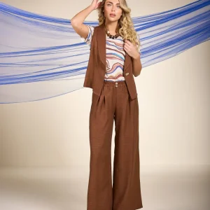 Pantalone con elastico e pinces in vita