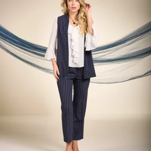 Pantalone in gessato con elastico