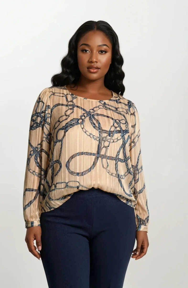 Casacca filo lurex con maniche lunghe curvy - immagine 2