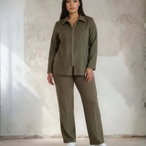 Pantalone largo in punto Milano curvy