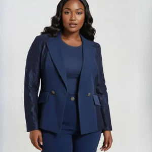 Giacca doppio petto con inserti in pizzo curvy