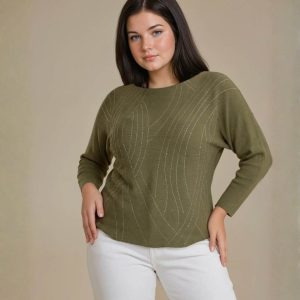 Maglia con strass e fondo stondato curvy