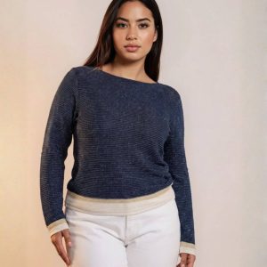 Maglia con lurex e righe ai bordi curvy