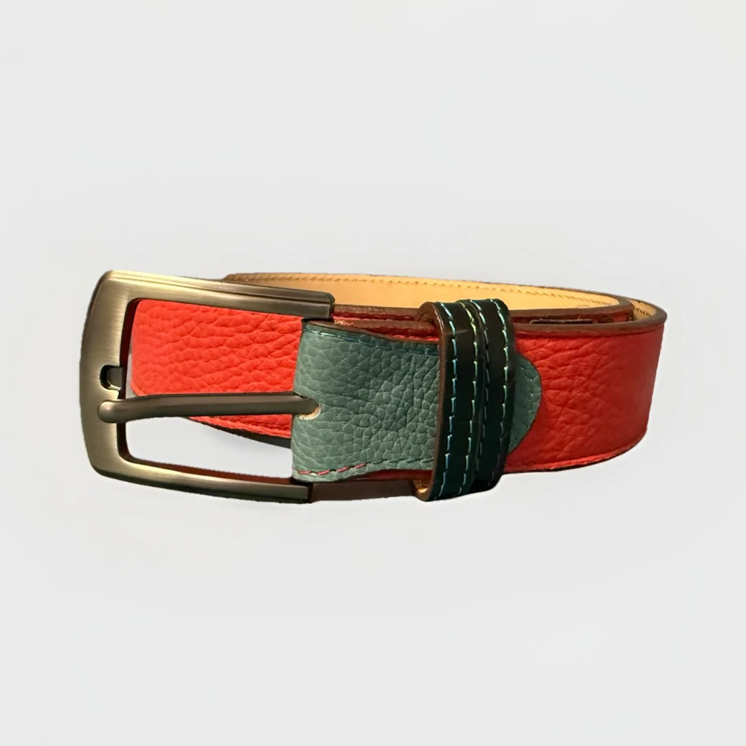 CINTURA PATCHWORK UNISEX BANDIERE DEL MONDO IN PELLE E VERO COCCODRILLO - immagine 2