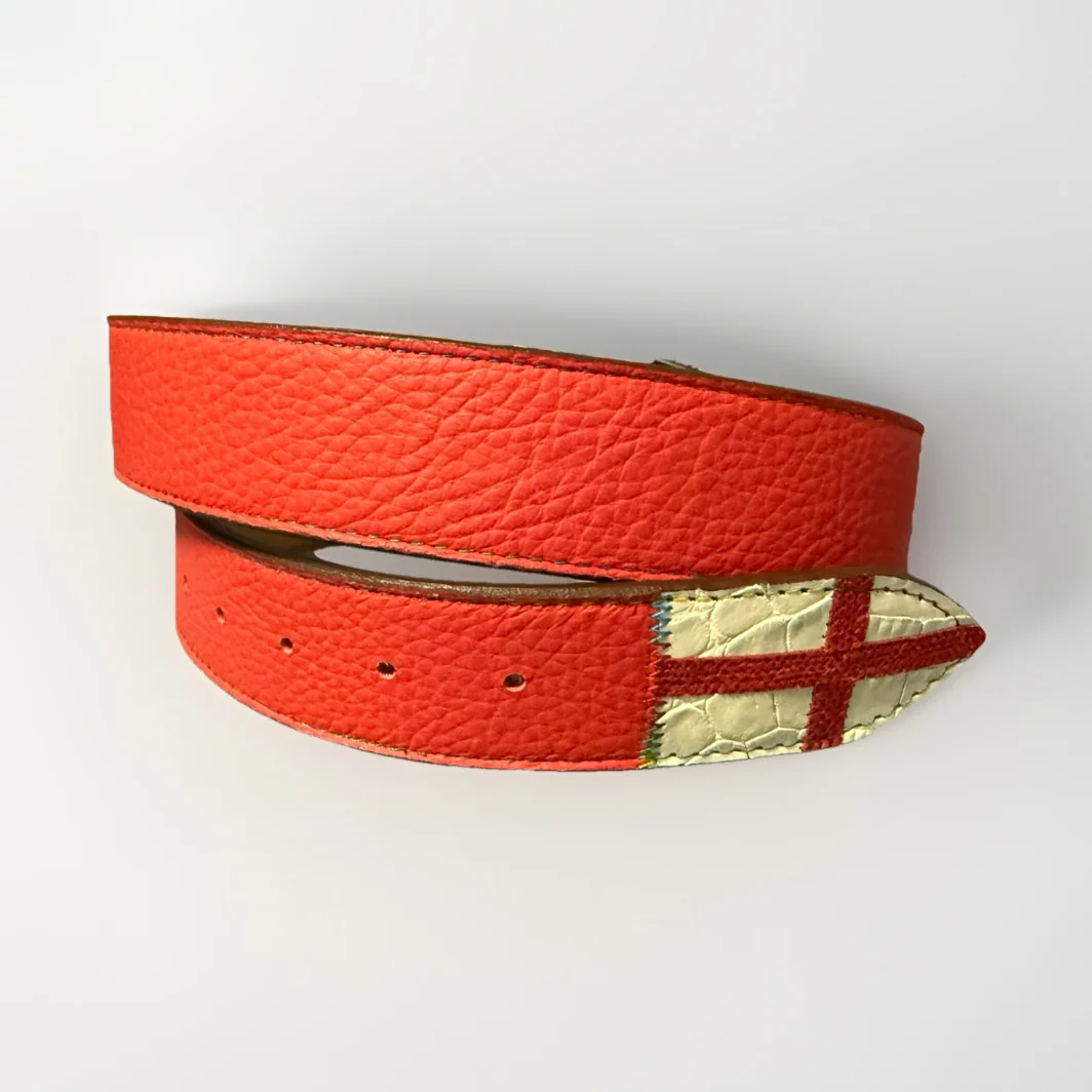 CINTURA PATCHWORK UNISEX BANDIERE DEL MONDO IN PELLE E VERO COCCODRILLO - immagine 6