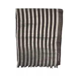 DONDUP SCIARPA RIGHE MISTO SETA MARRONE BIANCO UNISEX
