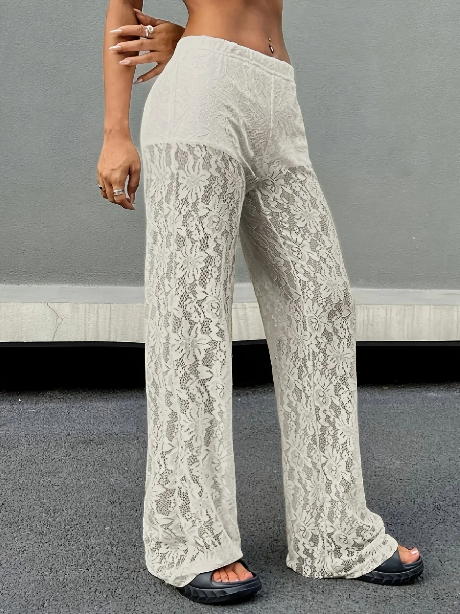 Pantaloni donna con pizzo trasparente dritti vita bassa – Estate 2025 - immagine 6