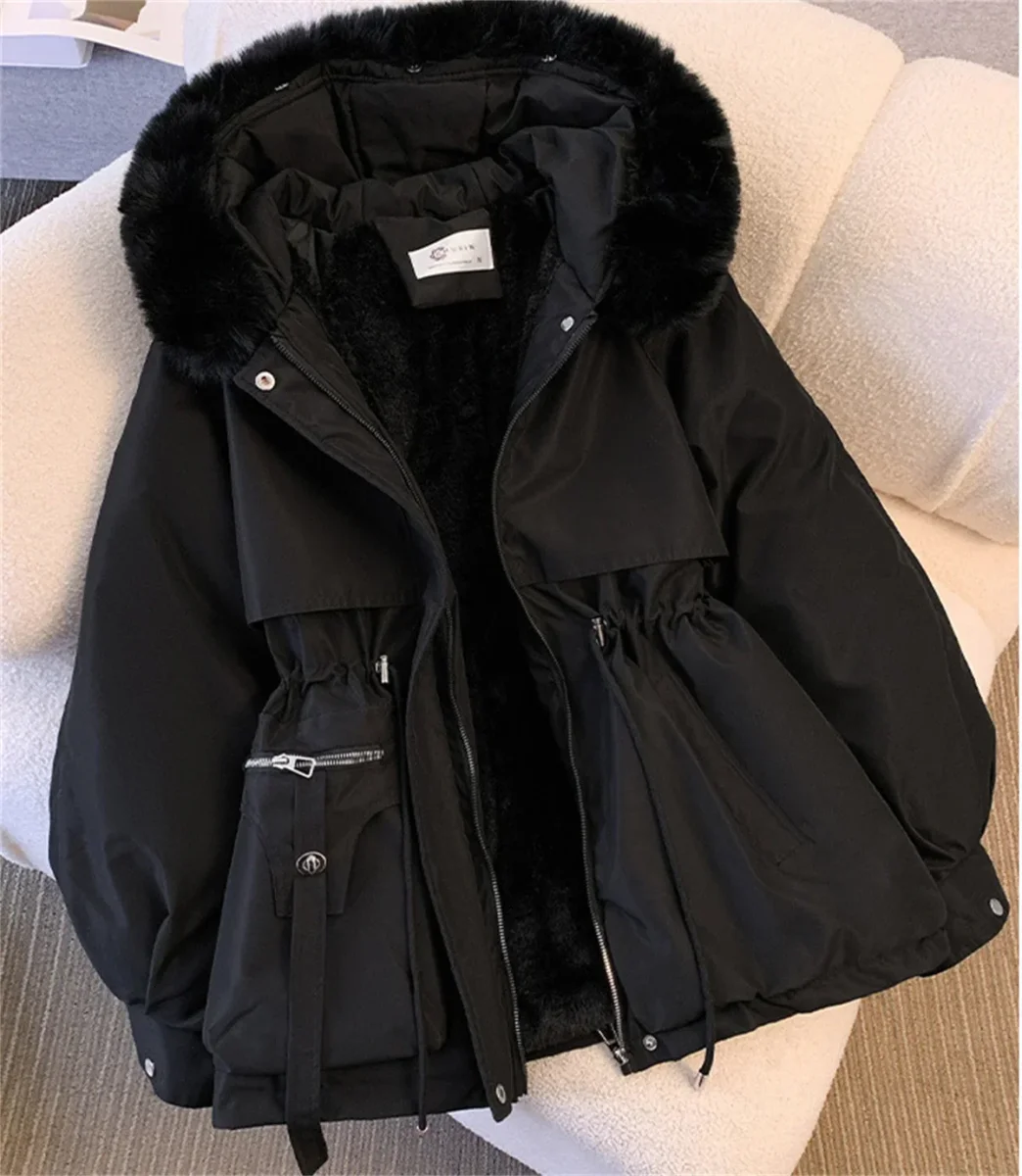 Giacca imbottita donna con cappuccio e coulisse – parka “K-style” autunno/inverno, zip frontale, street casual - immagine 8