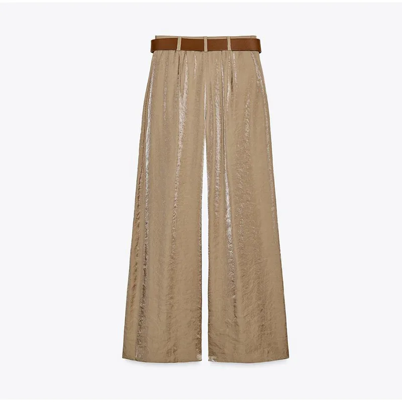 Completo donne 2026 – Pantaloni vita alta largo + body + top in coordinato con cintura inclusa - immagine 9