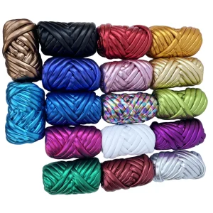 Filato mesh / ecopelle marshmallow per borse e uncinetto – opaco/lucido + pelle intrecciata artigianale
