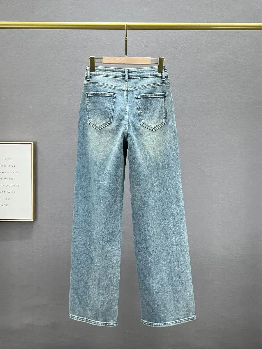 Jeans Donna Vita Alta con Ciondolo Brillante – Modello Gamba Dritta - immagine 6