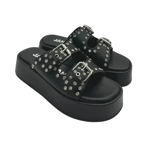 Ciabatta pelle donna Janet & Janet Nero  - J 115 -