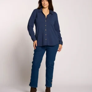 Camicia in cotone con bottoni a cuore curvy