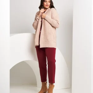 Cardigan a coste con lavorazione curvy