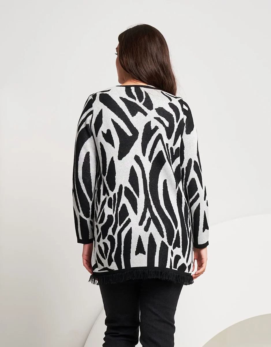 Cardigan bicolore con frange curvy - immagine 7