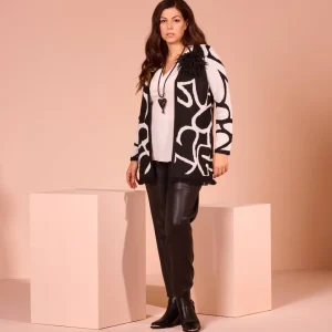 Cardigan con motivo cuori e frange