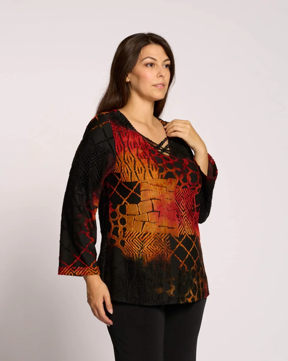 Casacca con lacci e maniche svasate curvy - immagine 2