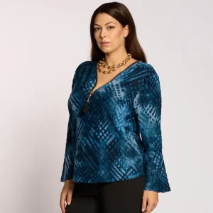 Casacca devoré con zip e polsi svasati curvy