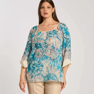Casacca fantasia con oblo' e inserti curvy