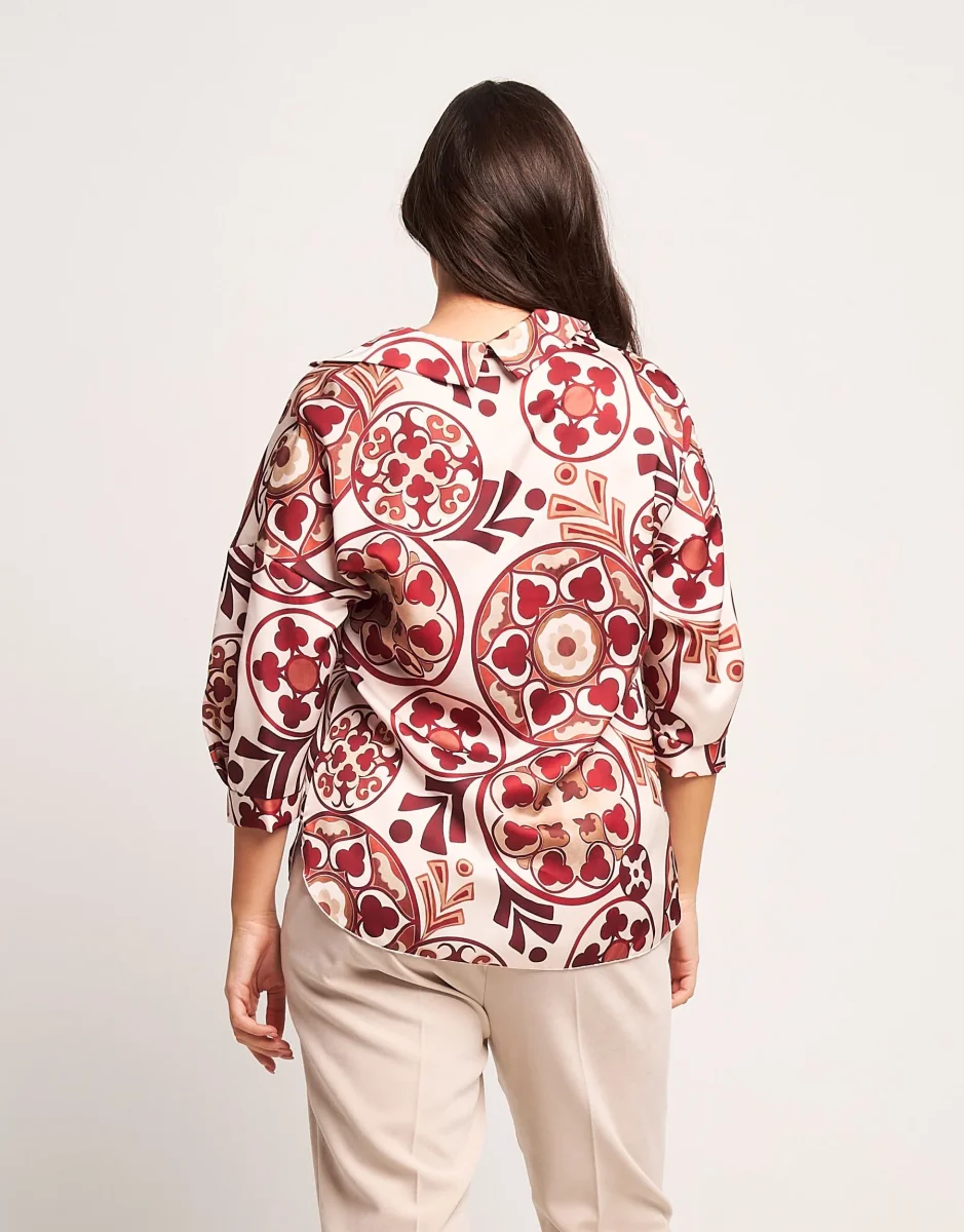 Casacca in raso bolli rubino curvy - immagine 4