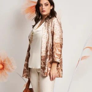 Giacca aperta in raso fantasia curvy