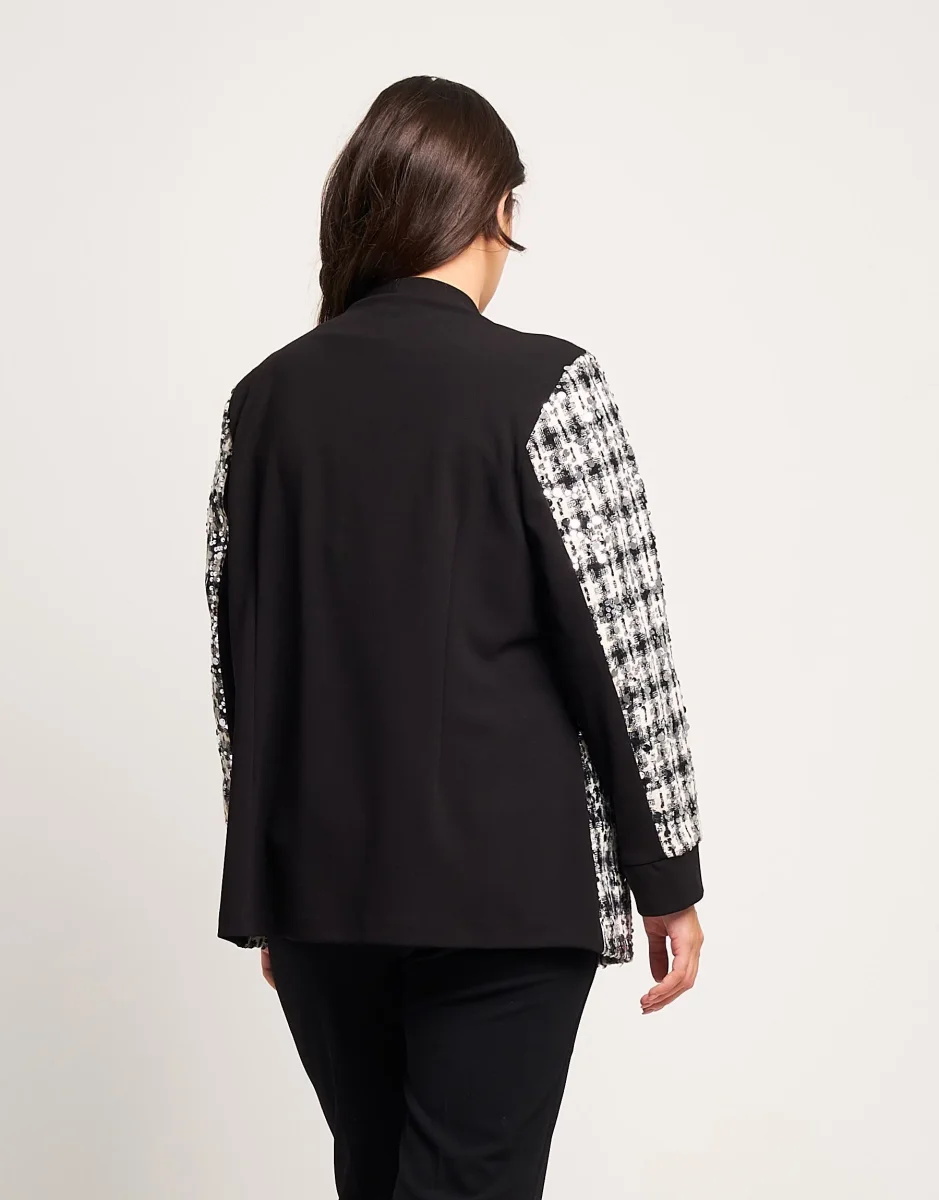Giacca lunga bouclé con paillettes curvy - immagine 4