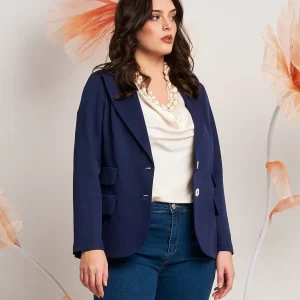 Giacca lunga con bottoni a contrasto curvy