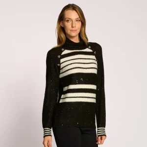 Maglia a righe in filato con paillettes