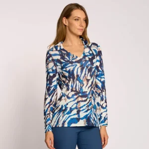 Maglia in jersey fantasia con colletto