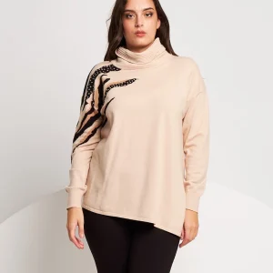 Maglia lunga con dettaglio animalier curvy