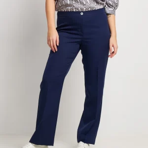 Pantalone dritto con bottone a contrasto curvy