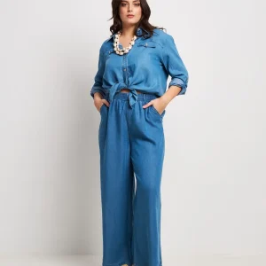 Pantalone largo con elastico e tasche curvy