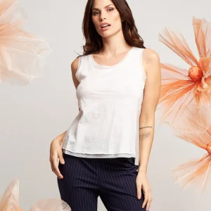 Top con bordi in chiffon