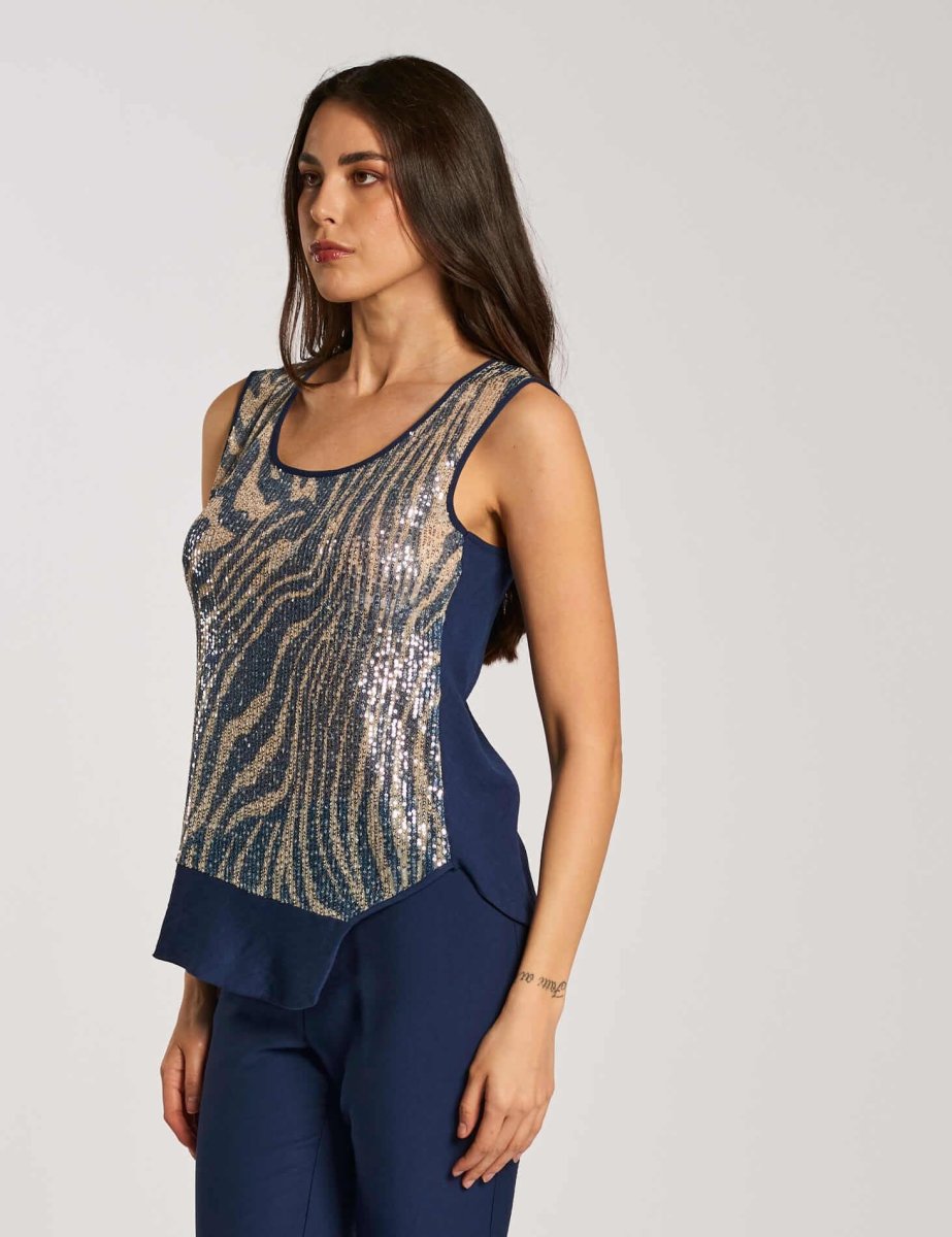 Top con volant e fronte di paillettes - immagine 5