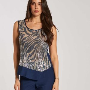 Top con volant e fronte di paillettes